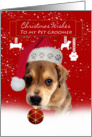 pet groomer christmas wishes greeting card with cute puppy card