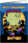 brother halloween card with frankie stomping card