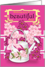 Birthday Greeting Card With Flowers And Watering Can card