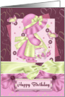 Cute Bonnet Girl Flower And Butterfly Birthday Card