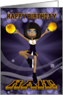 Happy Birthday Cheerleader Greeting Card - African American Cutie card