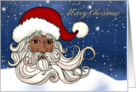Black Santa With Snow Merry Christmas card