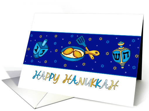 Hanukkah Greeting Card With Dreidel And Latkes card (1007353)