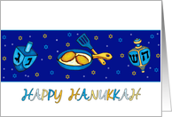Hanukkah Greeting Card With Dreidel And Latkes card