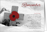 Remembrance Day Poppy On A Cross In The Snow card