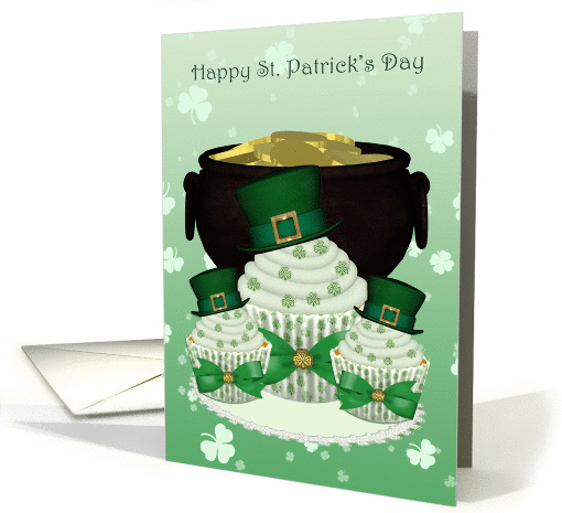 St. Patrick's Day Cupcake And Pot Of Gold card (1041547)