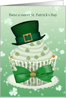 St. Patrick’s Day Card With Tasty Cupcakes With Bow card