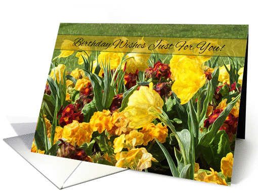 Birthday Greeting Card With Digitally Painted Flowers And Scenery card