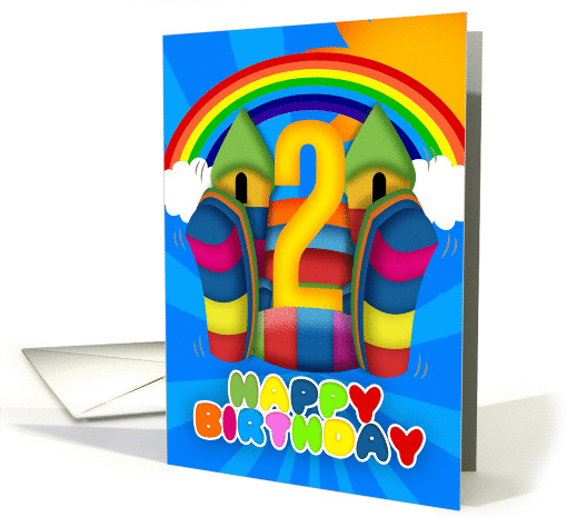 2nd Birthday Card With Bouncy Castle And Rainbow card (1078092)