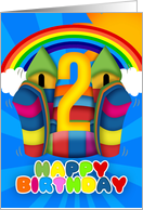 2nd Birthday Card With Bouncy Castle And Rainbow card