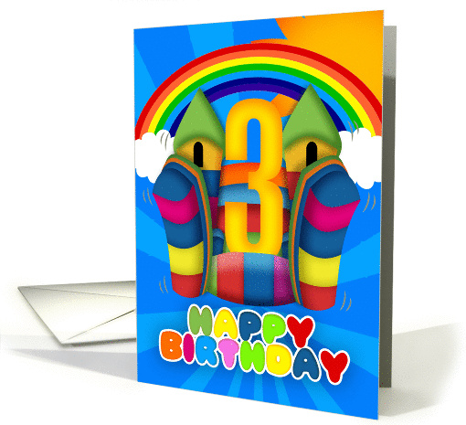 3rd Birthday Card With Bouncy Castle And Rainbow card (1078094)