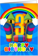 3rd Birthday Card With Bouncy Castle And Rainbow card