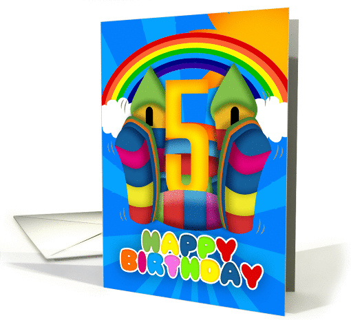 5th Birthday Card With Bouncy Castle And Rainbow card (1078100)