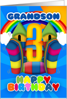 Grandson 3rd Birthday Card With Bouncy Castle And Rainbow card