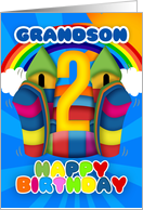 Grandson 2nd Birthday Card With Bouncy Castle And Rainbow card