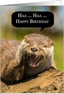 Fun Asian Otter Birthday Greeting Card - Haa Haa Happy Birthday card