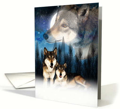 Fantasy American Indian Style Wolf Blank Note card (1093984)