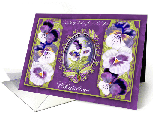 Pansy And Cameo Birthday Card For Christine card (1098720)