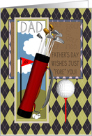 Dad Golf Club Father’s Day Greeting Card With Argyle Pattern card