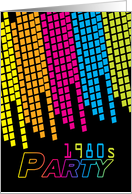 1980s Party Invitation Card With 80 color graphic equalizer card