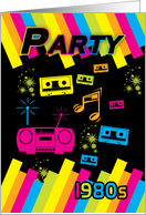 1980s Party Invitation Card With 80 color with cassettes card