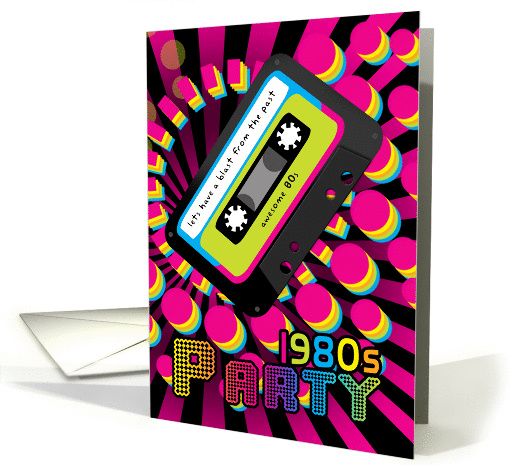 1980s Party Invitation Card With 80 color with cassette card (1107276)