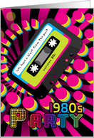 1980s Party Invitation Card With 80 color with cassette card