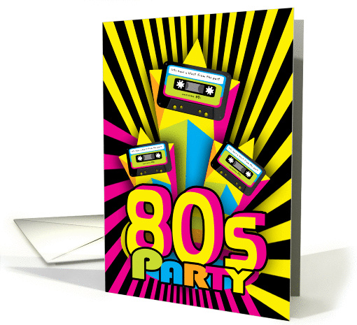 1980s Party Invitation Card With 80 color with cassette card (1107318)