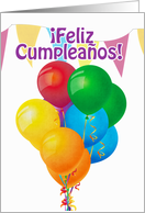 Feliz Cumpleaos with balloons and bunting card