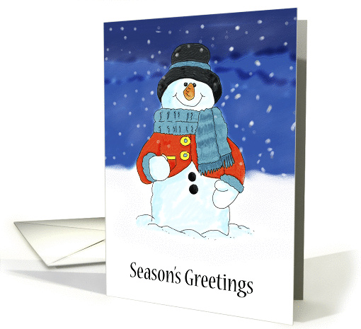 Snowman Season's Greetings Watercolor Painting card (1117350)