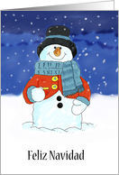 Feliz Navidad Snowman Season’s Greetings Watercolor Painting card