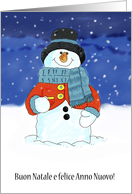 Buon Natale e felice anno nuovo - Italian Snowman Christmas Card