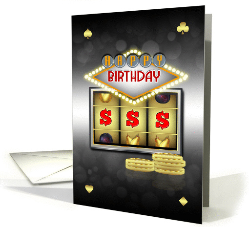 Birthday Greeting Card Casino Theme With Slots And Coins card