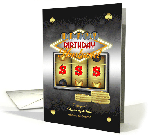 Husband Birthday with Slots and Coins Casino style card (1118408)