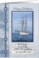 Yacht Birthday Greeting Card With Blended Yacht In The Background card