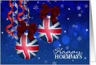 Patriotic Uk Flag Ornament Holiday Card With Streamers card