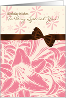 Floral Special You Birthday Greeting Card With Pretty Lily Pattern card