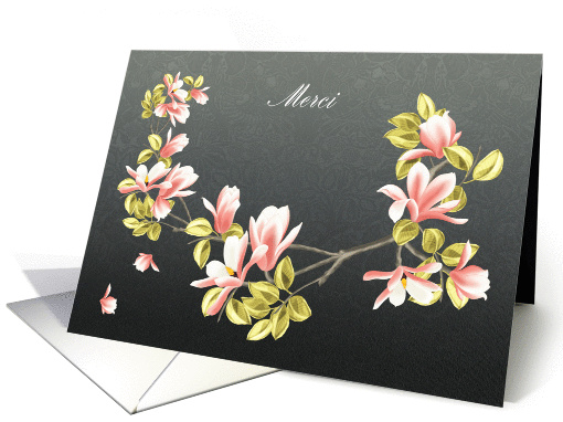 French Thank you card with pretty pink Magnolia card (1138482)