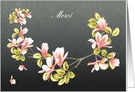 French Thank you card with pretty pink Magnolia card