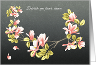 Welsh Thank you card with pretty pink Magnolia card