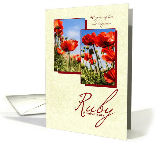 40th Ruby Wedding Anniversary With Poppies card (1139964)