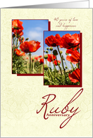 40th Ruby Wedding Anniversary With Poppies card