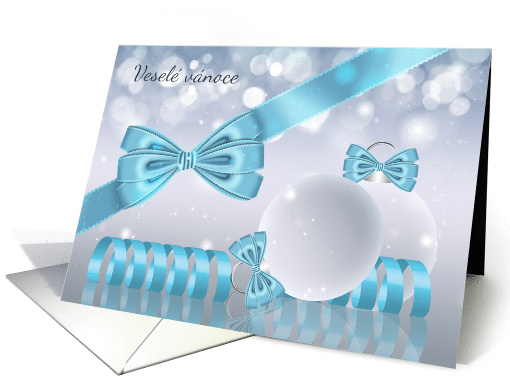 Czech - Stylish Christmas Greeting Card With Ribbons And... (1141042)