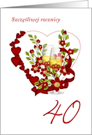 Polish 40th Wedding Anniversary With Champagne And Flowers card