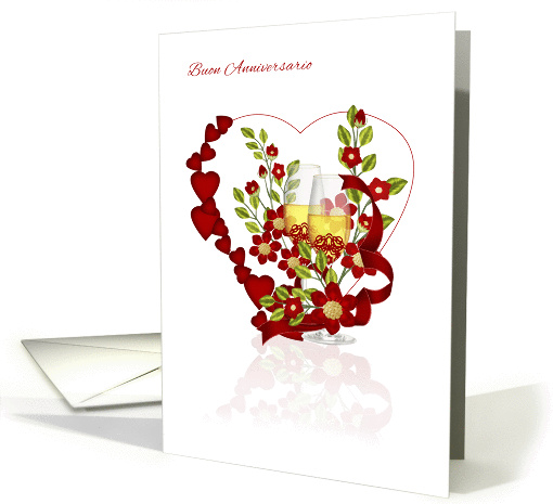 Italian Wedding Anniversary With Champagne And Flowers card (1144696)
