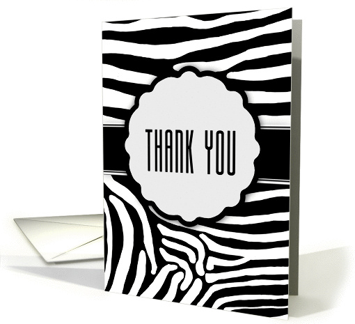 Zebra Print Thank You In Black And White With Rosette In... (1147706)