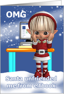 Fun Elf Holiday Greeting With Computer card