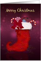 Merry Christmas Stocking Stuffed With Gifts card