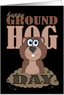 Groundhog Day With Cute Cartoon Groundhog card