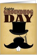 Mustache Moustache Groundhog Day card